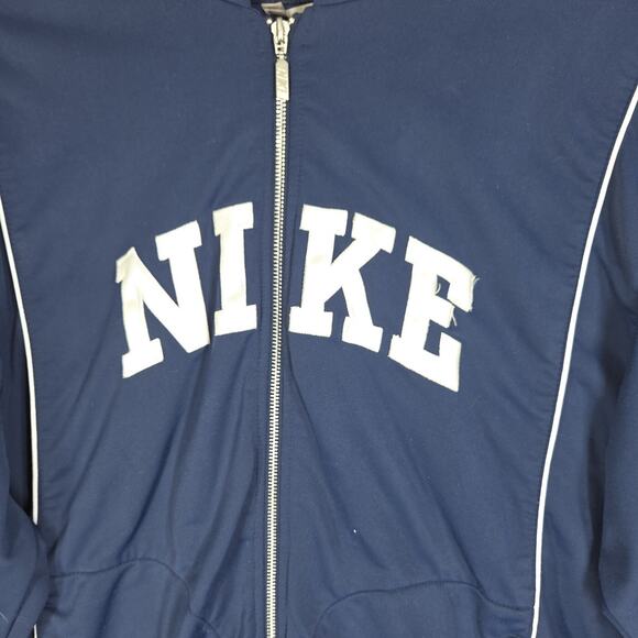 Vtg Nike Mens Hoodie Full Zip Jacket XL Navy Blue Long Sleeve Y2k Gym Training - Picture 11 of 16